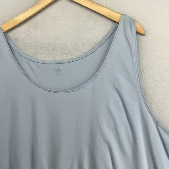 EILEEN FISHER Tank Top 3X Stretch Organic Cotton Jersey Scoop Neck Blue USA - Picture 6 of 12
